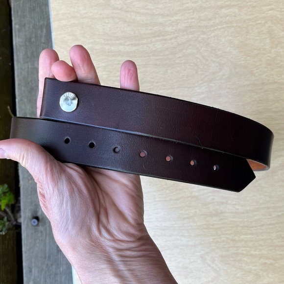 Bob Dunn Handmade Brown Leather Belt - No Buckle Sz 30 - Picture 3 of 12